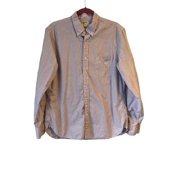 Vintage J.Crew L Long Sleeve Button Down Shirt 2 Ply 100% Cotton Pink Blue Plaid - Picture 1 of 5